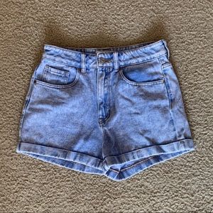 Acid wash mom shorts